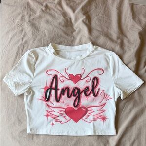 Angel White Cropped Tee